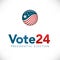 Voting 2024 Icon with Vote, Government, and Patriotic Symbolism and Colors