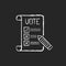Voting ballot chalk white icon on black background