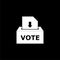 Voting box illustration with inserting paper sheet, Ballot Box icon or logo on dark background