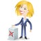 Voting business woman with ballot box