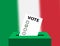 Voting Concept Urns for voting with the national flag of Italy in the background. Box for votes and checking blank.