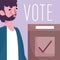 Voting and election concept, bearded man with cardboard box