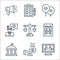 voting elections line icons. linear set. quality vector line set such as online, money bag, city hall, newspaper, balance,