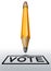 Voting symbol with yellow pencil