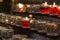 Votive Candles in Church, Red.