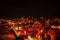 Votive candles lantern burning on the graves in Slovak cemetery at night time. All Saints\' Day. Solemnity of All Saints