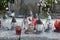 Votive candles lantern on the grave in Slovak cemetery. All Saints\' Day. Solemnity of All Saints. All Hallows eve