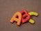 Vowels of the alphabet in colors for kids