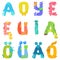 Vowels of the Latin alphabet like sea inhabitants