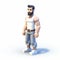 Voxel Art 3d Model Of Bearded Man With Inventive Character Design