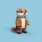 Voxel Art Cartoon Fox In Blue Shirt - Detailed Costumes And Minimal Retouching