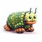 Voxel Art Caterpillar: A Snailcore Kombuchapunk Illustration With Realistic Colors