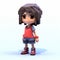 Voxel Art Illustration: Cartoonish Girl In Red Top With Toy-like Proportions