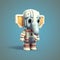 Voxel Art: Small Elephant In Space On Blue Background