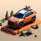 Voxel Art Toyota Rav4 On Mountain: Detailed Character Design With Ue5