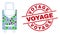 Voyage Grunge Watermark and Voyage Luggage Collage of Covid Flu Items