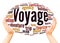 Voyage word cloud hand sphere concept