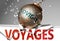 Voyages and coronavirus, symbolized by the virus destroying word Voyages to picture that covid-19  affects Voyages and leads to a