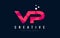 VP V P Letter Logo with Purple Low Poly Pink Triangles Concept
