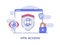 Vpn access concept shield protection wireframe around padlock white isolation background with dash line style