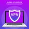 VPN connectivity. Secure virtual private network connection concept. Isometric vector illustration in ultraviolet colors.