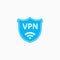 VPN icon. Virtual Private Network. WiFi wireless internet icon. Internet Security VPN on shield. Vector