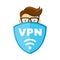 VPN protect safety concept. Man and save