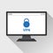 Vpn security lock on computer screen concept. Internet protection for safe browsing and surfing online, vector template