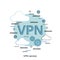 VPN service, secure connection, network privacy vector concept