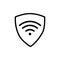 VPN - virtual private network icon. Simple shield with wi-fi symbol