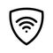 VPN - virtual private network icon. Simple shield with wi-fi symbol. Outline modern design element. Simple black flat