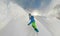 VR 360: Extreme snowboarder shredding the powder snow covering stunning Rockies.