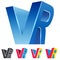 VR Combined Letters Virtual Reality Blue 3D Sign