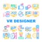 Vr Designer Occupation Collection Icons Set Vector