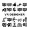 Vr Designer Occupation Collection Icons Set Vector