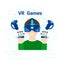 Vr Games Banner Man Wearing Virtual Reality Headset Modern Gaming Technology Concept