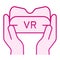 Vr glasses in hands flat icon. Gaming device vector illustration isolated on white. Virtual reality goggles and arms