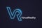 VR neon logo. Virtual Reality neon banner on dark background