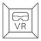 VR room thin line icon, gaming and technology, virtual reality space sign, vector graphics, a linear pattern on a white