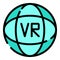 Vr simulation icon color outline vector