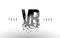 VR V R Pixel Letter Logo with Digital Shattered Black Squares