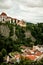 Vranov nad Dyji baroque castle in Moravian region in Czech republic. Chateau built in baroque style, placed on big rock above rive