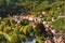 Vranov nad Dyji Vranov above Thaya Beautiful autumn landscape with river, castle, blue sky with clouds and sun. Czech Republic.