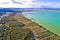 Vransko lake and landscape aerial view