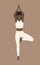 Vrikshasana, tree pose. Young slim woman doing yoga exercise