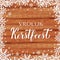 Vrolijk Kerstfeest calligraphy hand lettering on wood background with snowflakes. Merry Christmas typography poster in