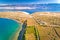 Vrsi bay and saint Lovre church ruin aerial view