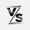 Vs versus letters, symbol of confrontation, logo for sestezaniy