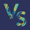 VS versus letters vector logo icon isolated on blue background.