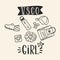 VSCO girls, sea turtles, scrunchies and water bottles. Trendy shirt design for vsco girls